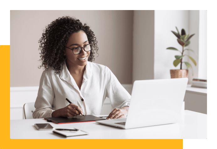 Woman studying at a table