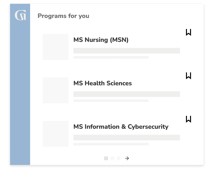 Programs for you MS Nursing (MSN), MS Health Sciences, MS Information & Cybersecurity