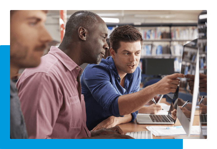 People working at a computer