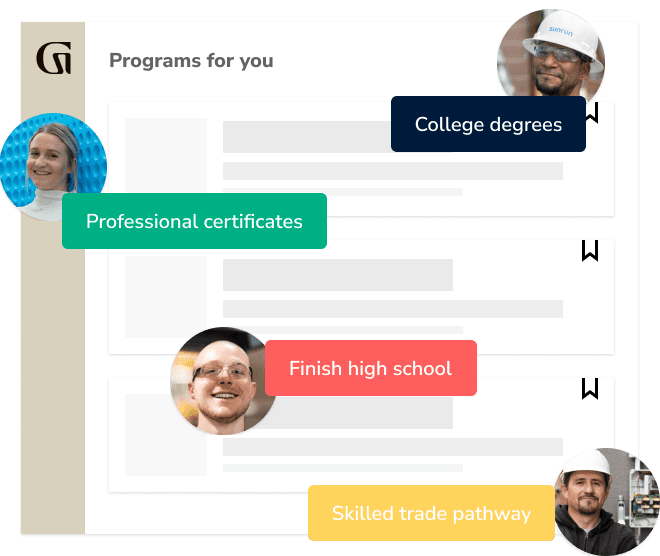 College degrees, professional certificates, finish high school, skilled trade pathway