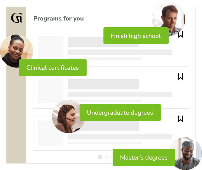 Programs for you: Finish high school, clinical certificates, undergraduate degrees, and master's degrees