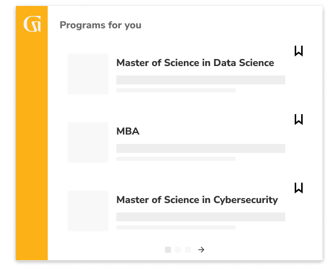 Programs for you Master of Science in Data Science, MBA, and Master of Science in Cybersecurity