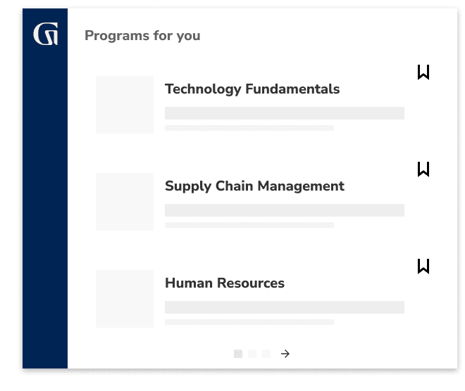 Programs for you: Technology Fundamentals, Supply Chain Management, Human Resources