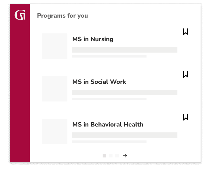 Programs for you: MS in Nursing, MS in Social Work, MS in Behavioral Health