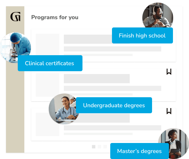 Programs for you Finish high school, Clinical certificates, Undergraduate degrees, Master's degrees 