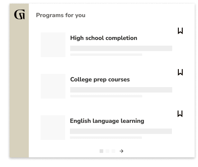 Programs for you: High school completion, College prep courses, English language learning