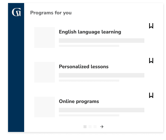 English language learning, Personalized lessons, and online programs
