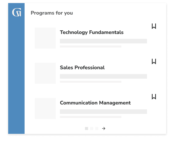Programs for you: Technology Fundamentals, Sales Professional, Communication Management
