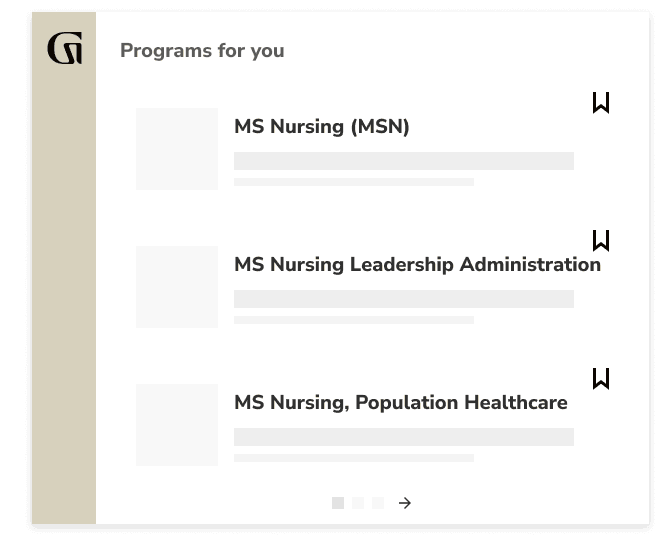 Programs for you: MS Nursing (MSN), MS Nursing Leadership Administration, MS Nursing, Population Healthcare