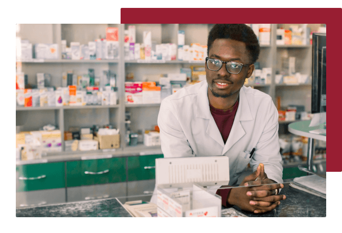 IU Health student at the Pharmacy desk