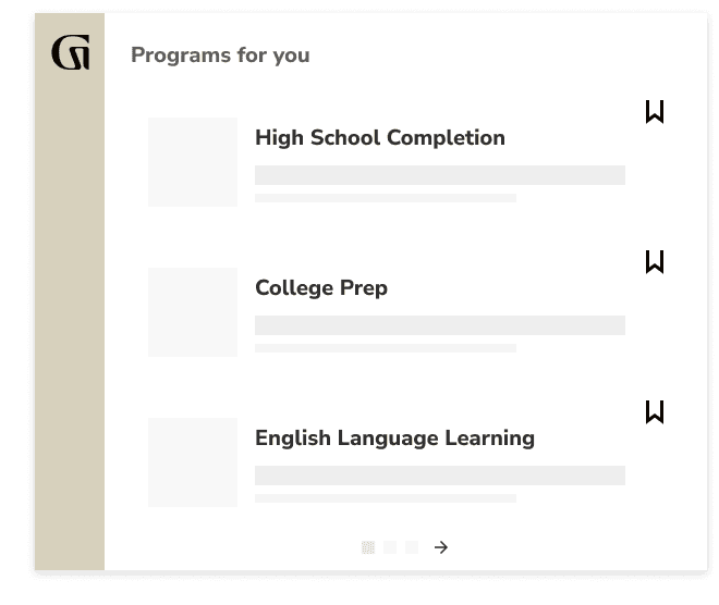 Programs for you: High school completion, College prep, English Language learning