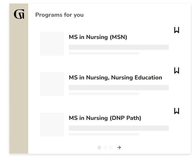 Programs for you: MS in Nursing (MSN), MS in Nursing, Nursing Education, MS in Nursing (DNP Path)