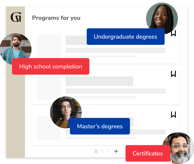 Programs for you: Undergraduate degrees, high school completion, master's degrees, and certificates