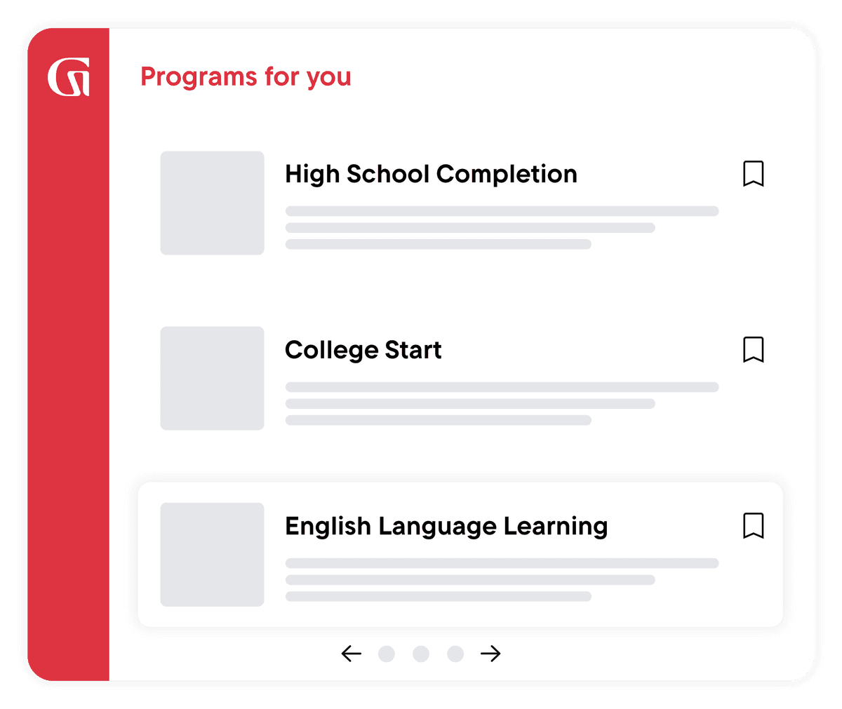 Programs for you: High School Completion, College Start