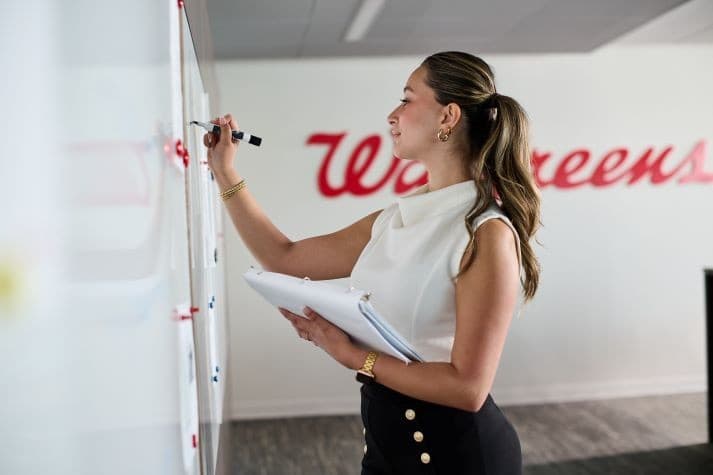 Happy person looking at camera