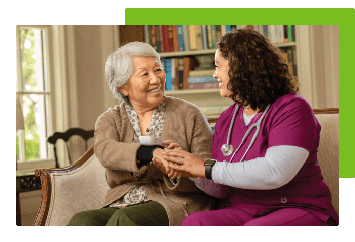 Woman talking to nurse
