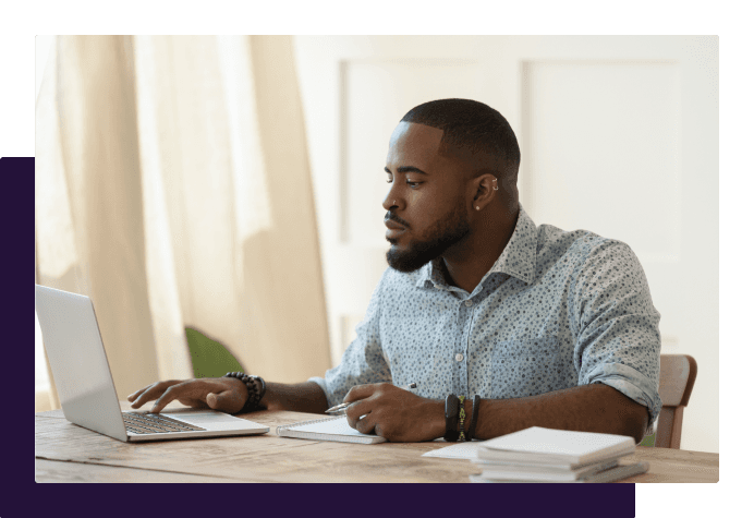 Man studying at a table