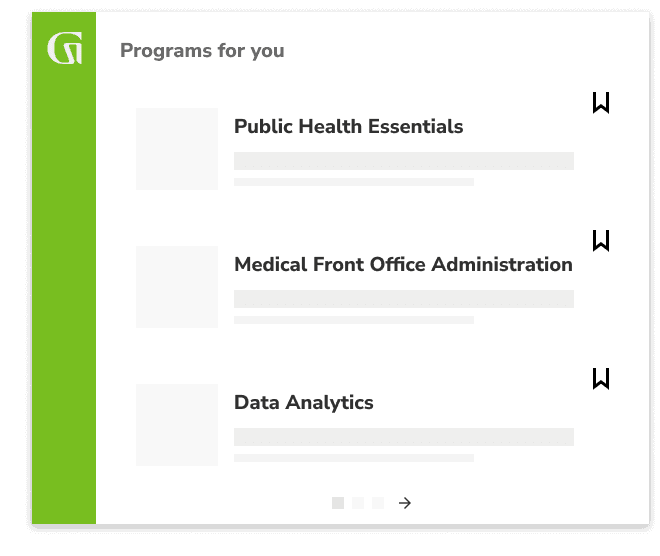 Programs for you: Public Health Essentials, Medical Front Office Administration, Data Analytics