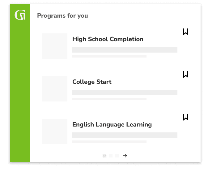 Programs for you: High School Completion, College Start, English Language Learning