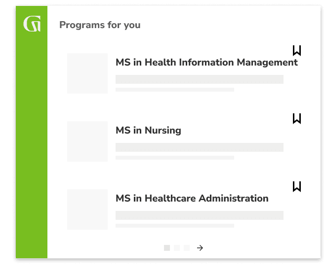 Programs for you: MS in Health Information Management, MS in Nursing, MS in Healthcare Administration