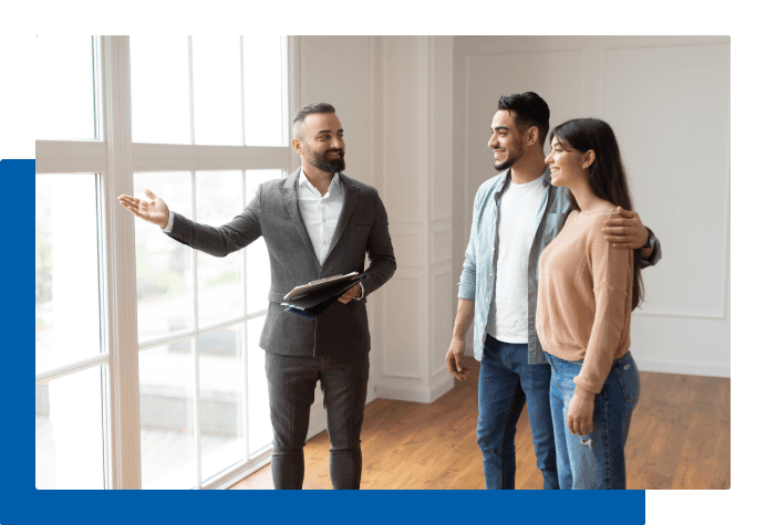 Three people talking