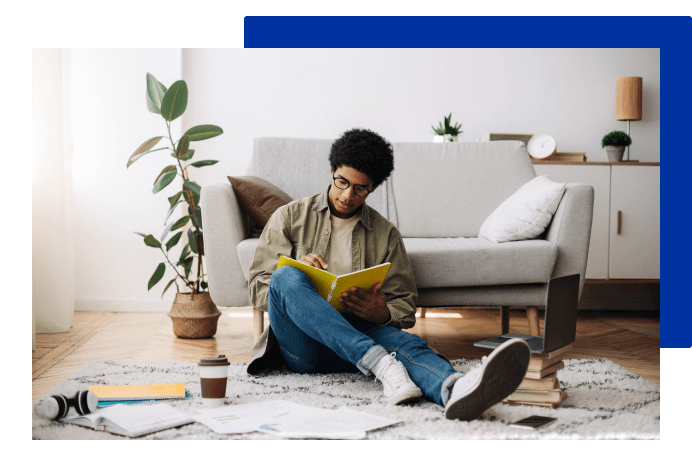 Person studying with a textbook