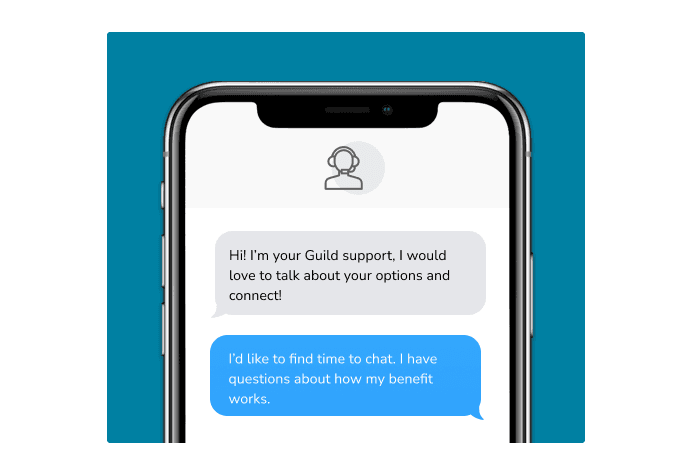 Picture of a cellphone with a learner talking to a coach