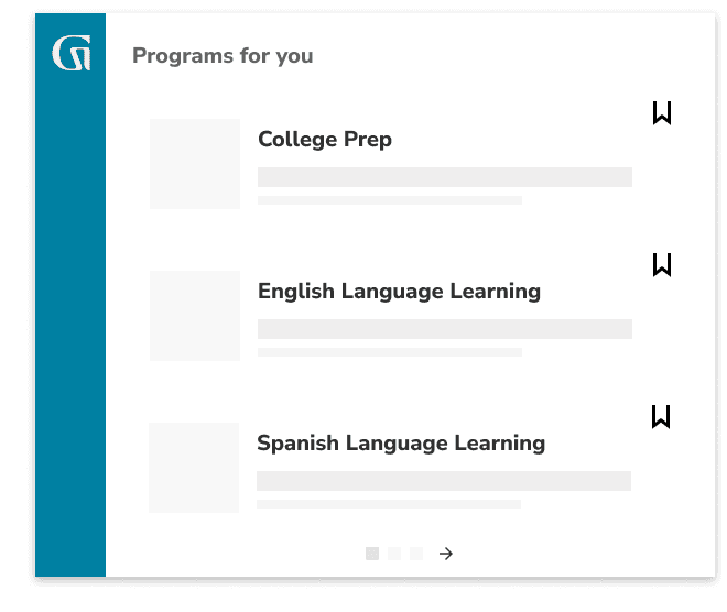 Programs for you: College Prep, English Language Learning, Spanish Language Learning