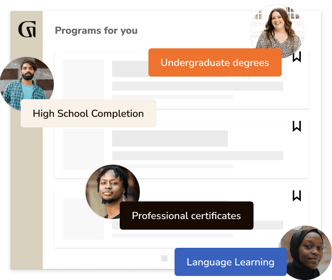 Programs for you: Undergraduate degrees, high school completion, professional certificates, and language learning