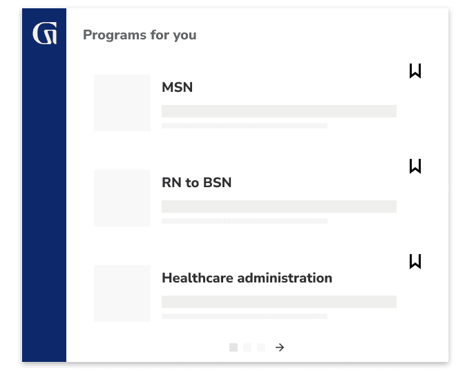 Programs for you: MSN, RN to BSN, Healthcare Administration