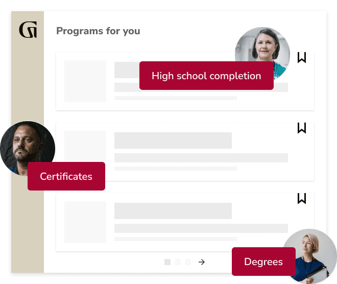 Programs for you: Undergraduate degrees, Master's degrees, Certificates and bootcamps, High school completion
