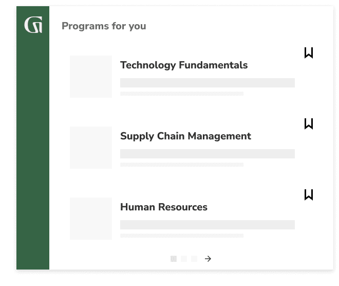Programs for you: Technology Fundamentals, Supply Chain Management, Human Resources